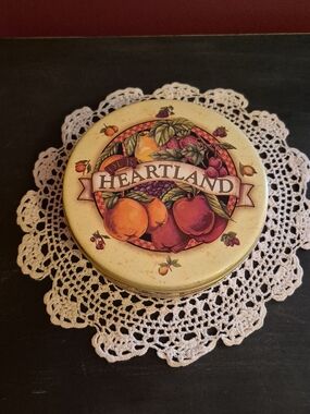Heartland Fruit Decorative Round Tin - Yellow & Peach